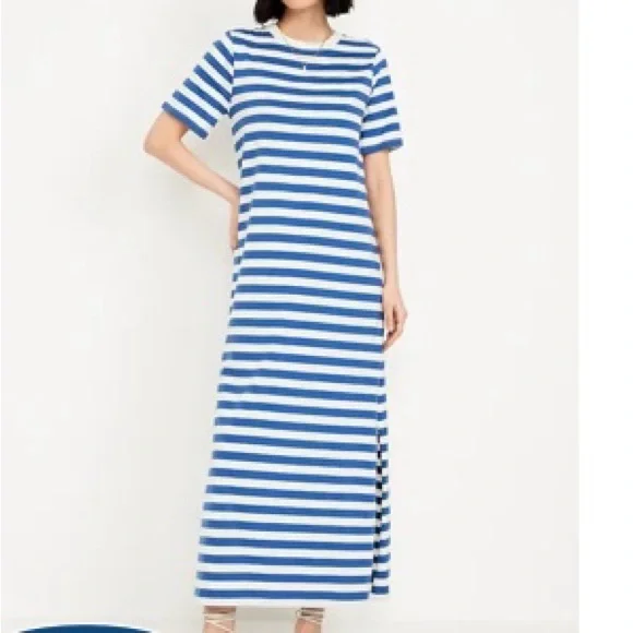 Old Navy | Dresses | Old Navy Blue And White Casual Maxi Dress | Poshmark